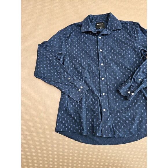 Bonobos Mens Size Large Blue Floral Button Up Shirt Tailored Fit Wrinkle Free - Picture 11 of 13